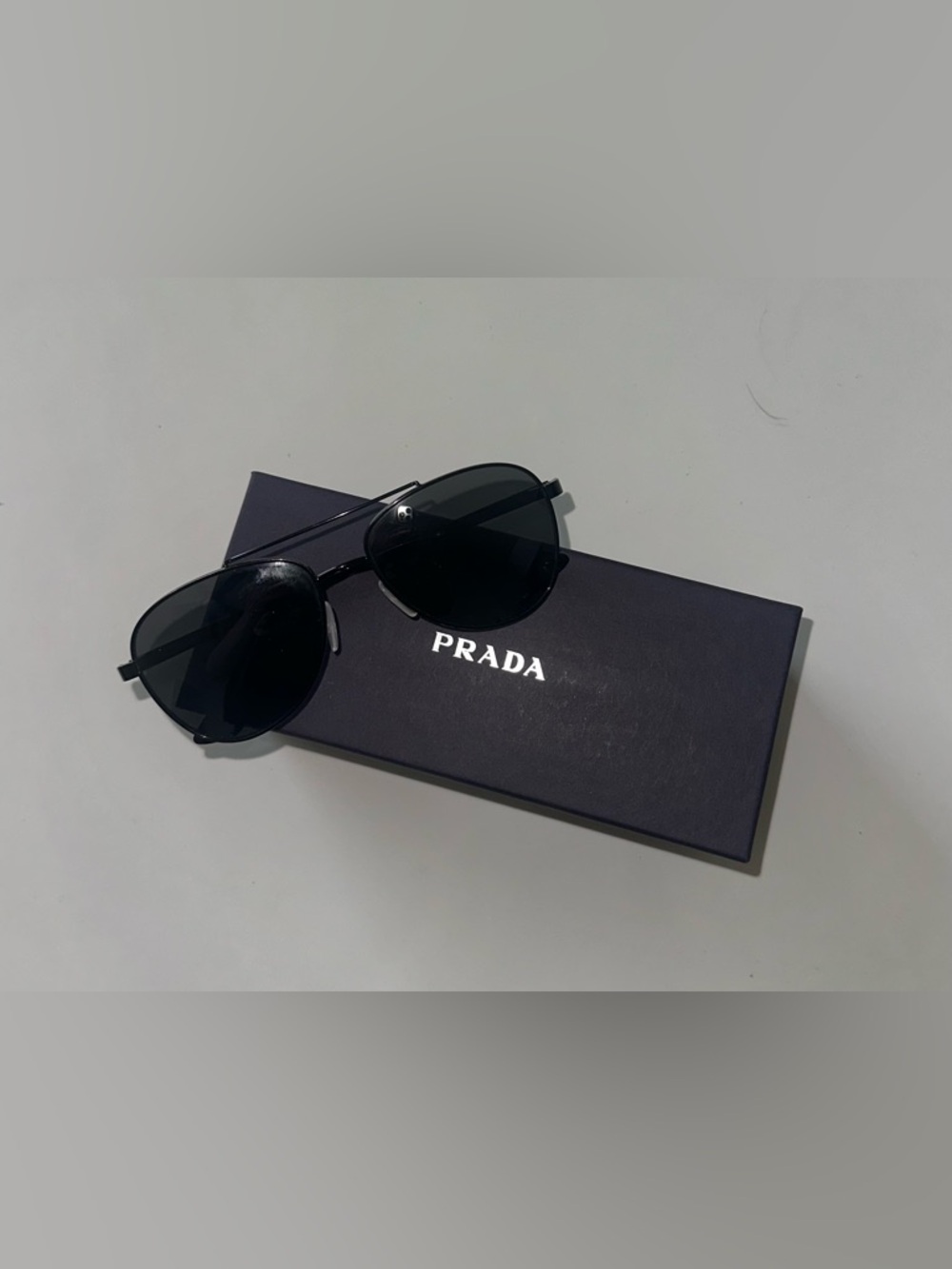 Prada Black Metal Aviator Sunglasses